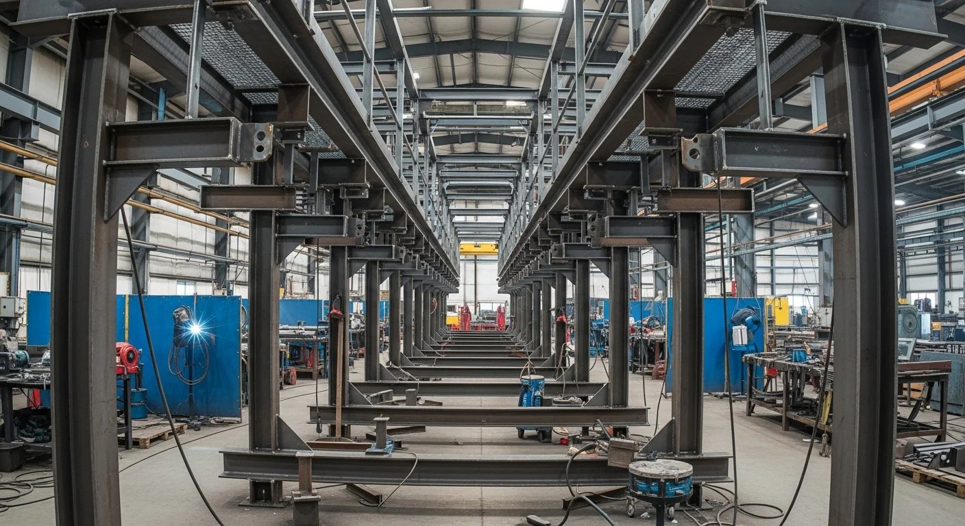 Pipe rack fabrication for refinery and process plant pipeline support systems